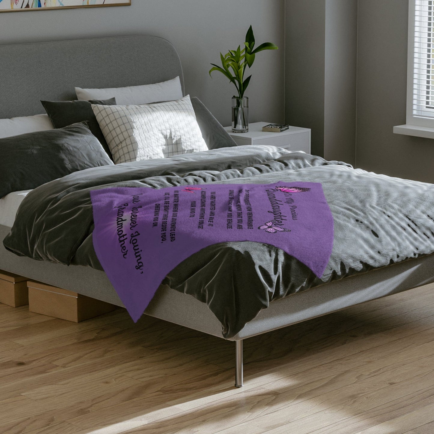 Granddaugter Gift | Velveteen Minky Blanket, Throw From Grandmother, Grandma, Birthday, Just Because