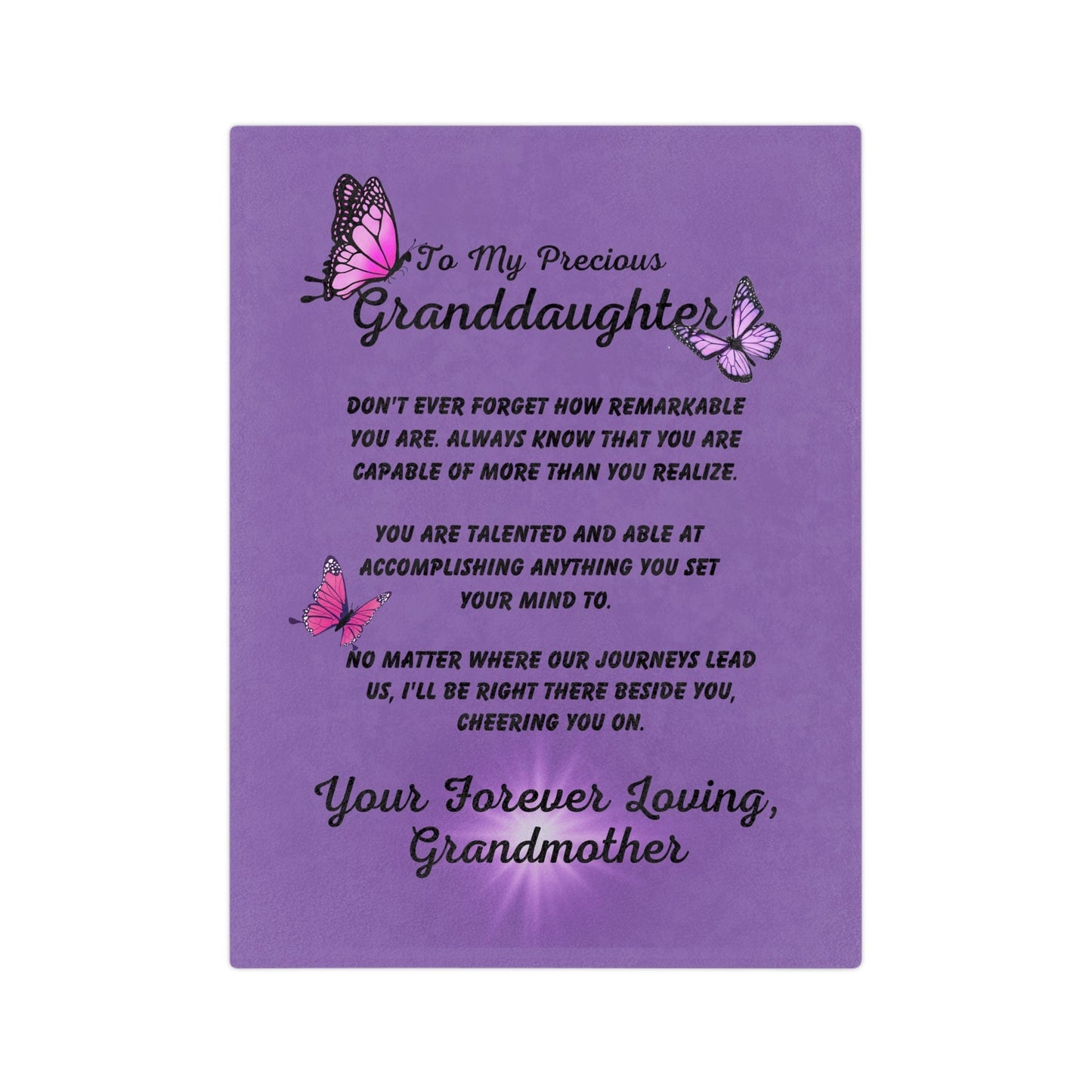 Granddaugter Gift | Velveteen Minky Blanket, Throw From Grandmother, Grandma, Birthday, Just Because