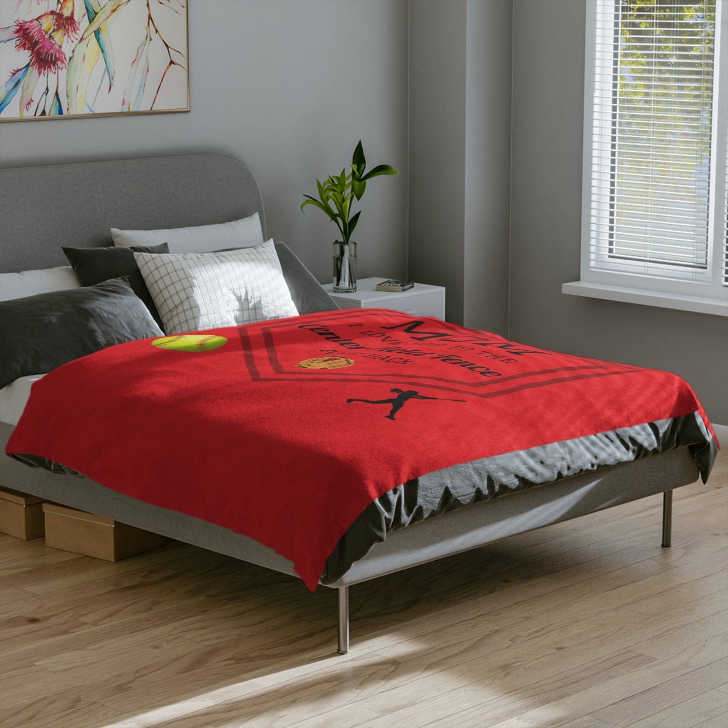 Blanket Gift For Mom | Cozy Red Velveteen Minky Throw, Softball Mom, Sports Mom, Birthday, Just Because