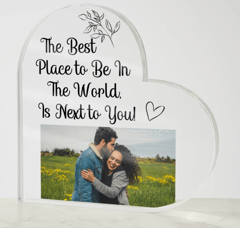 To My Wife | Husband Gift, Custom Photo Upload, Acrylic Heart, Soulmate, Anniversary, Birthday, Wedding