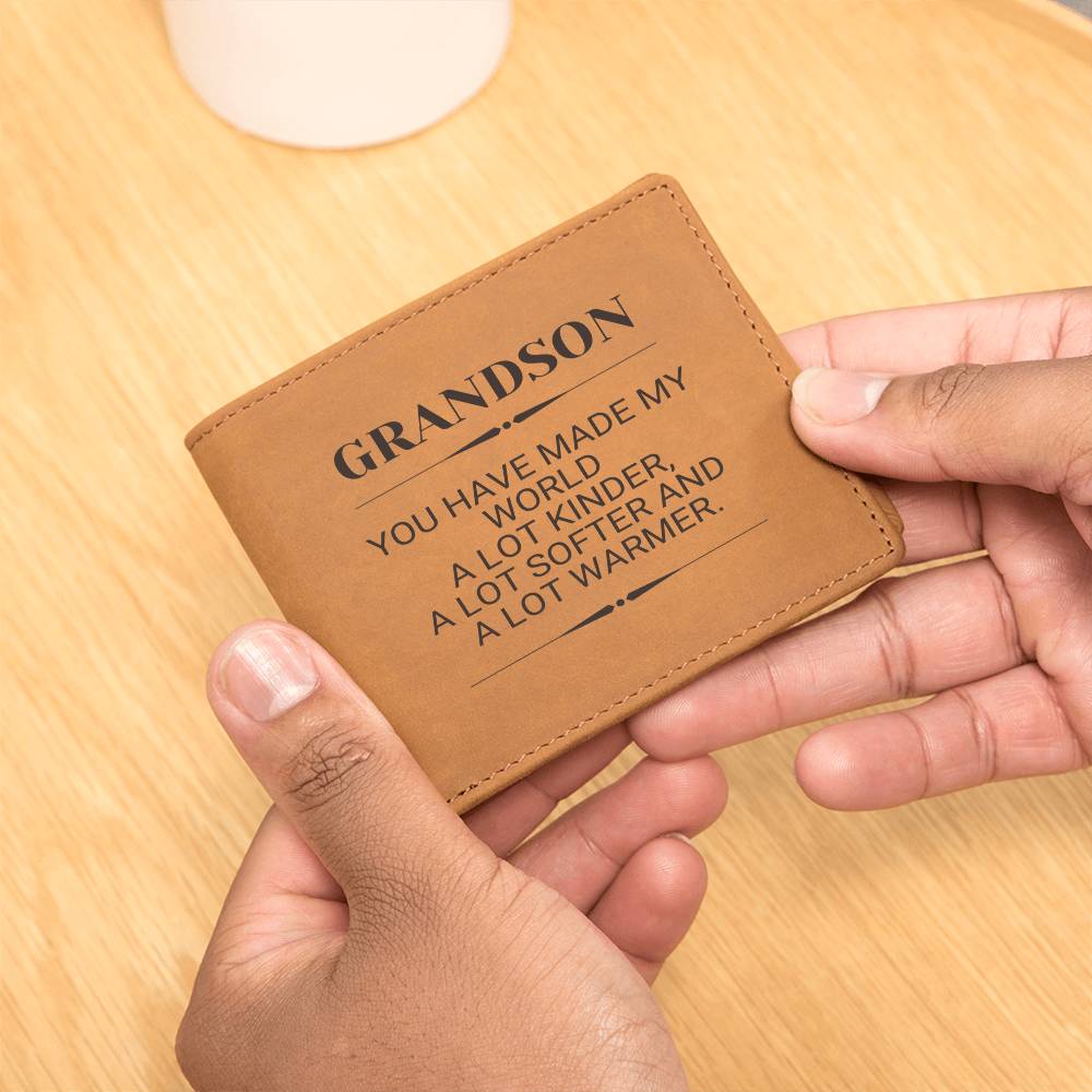 Grandson Wallet Gift | Gift From Grandmother, Grandfather, Genuine Leather Wallet, Birthday, Just Because