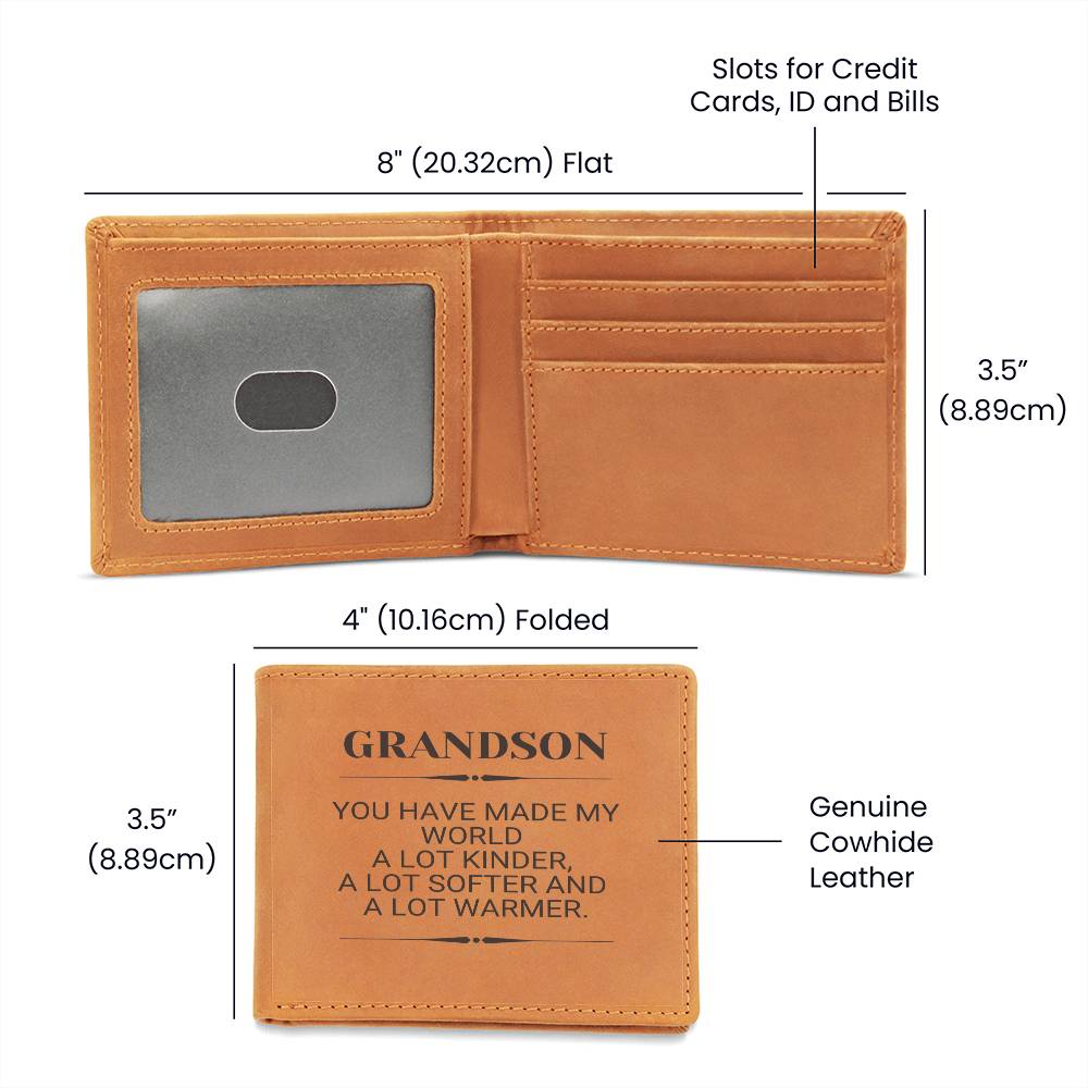 Grandson Wallet Gift | Gift From Grandmother, Grandfather, Genuine Leather Wallet, Birthday, Just Because