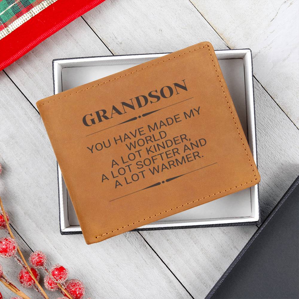 Grandson Wallet Gift | Gift From Grandmother, Grandfather, Genuine Leather Wallet, Birthday, Just Because