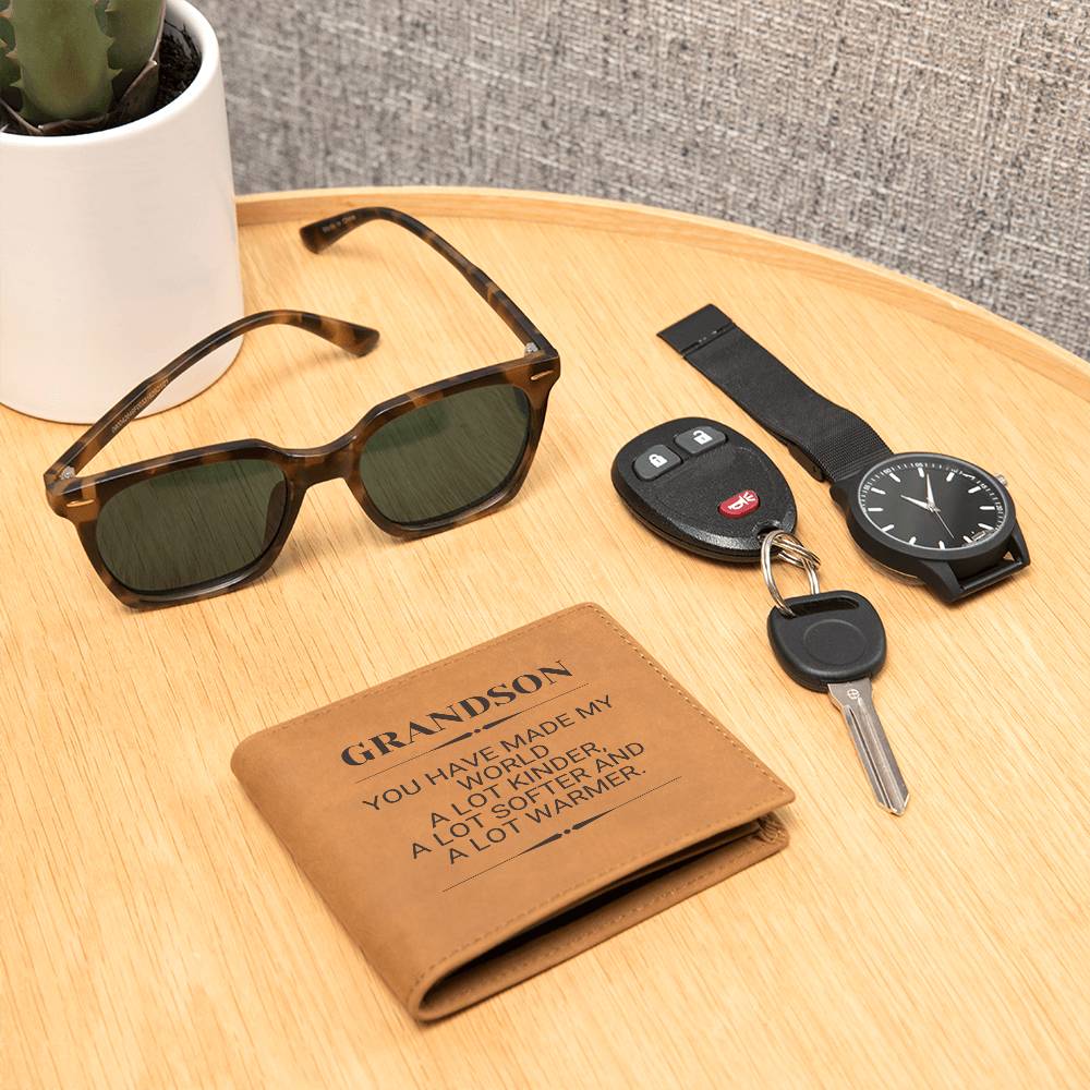 Grandson Wallet Gift | Gift From Grandmother, Grandfather, Genuine Leather Wallet, Birthday, Just Because
