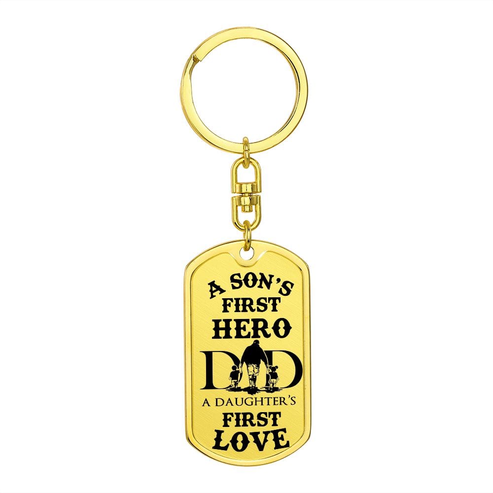 Gift For Dad | Dog Tag Keychain,Engraving Option, Our Hero, Fathers Day, Birthday