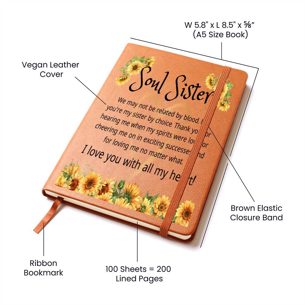 Soul Sister Gift | Un-Biological Sister, Vegan Leather Journal, Birthday, Just Because