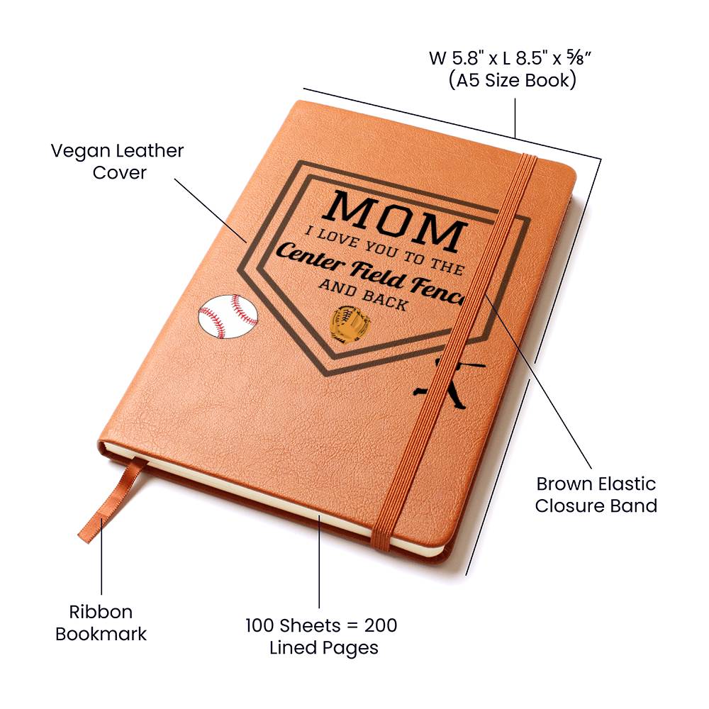 Mom Gift | Journal For My Baseball Mom, From Kids, Sports Fan, Vegan Leather, Birthday, Just Because