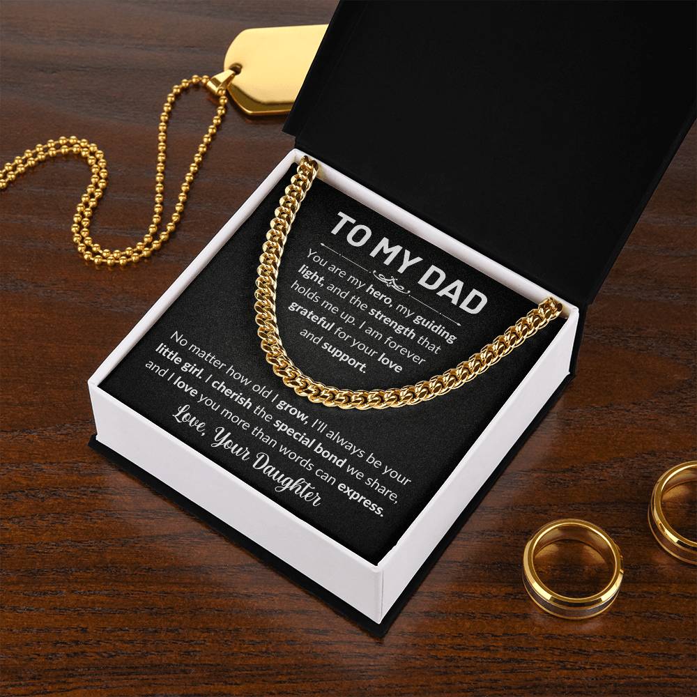 Gift For Dad | To Dad From Daughter, Cuban Chain Necklace, Fathers Day, Birthday