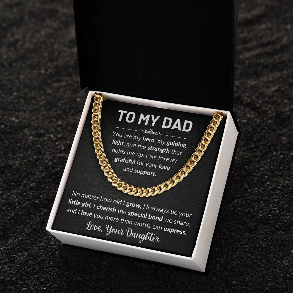 Gift For Dad | To Dad From Daughter, Cuban Chain Necklace, Fathers Day, Birthday