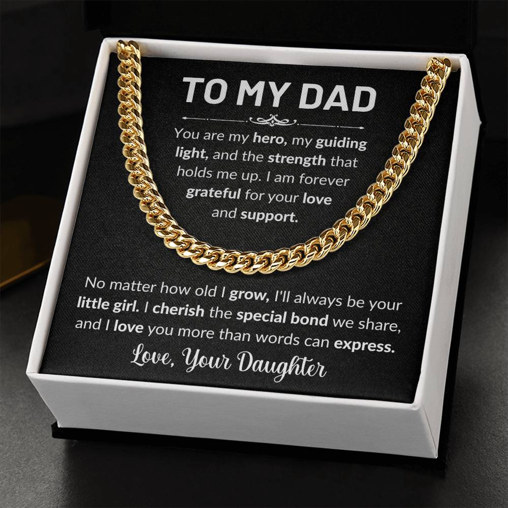 Gift For Dad | To Dad From Daughter, Cuban Chain Necklace, Fathers Day, Birthday