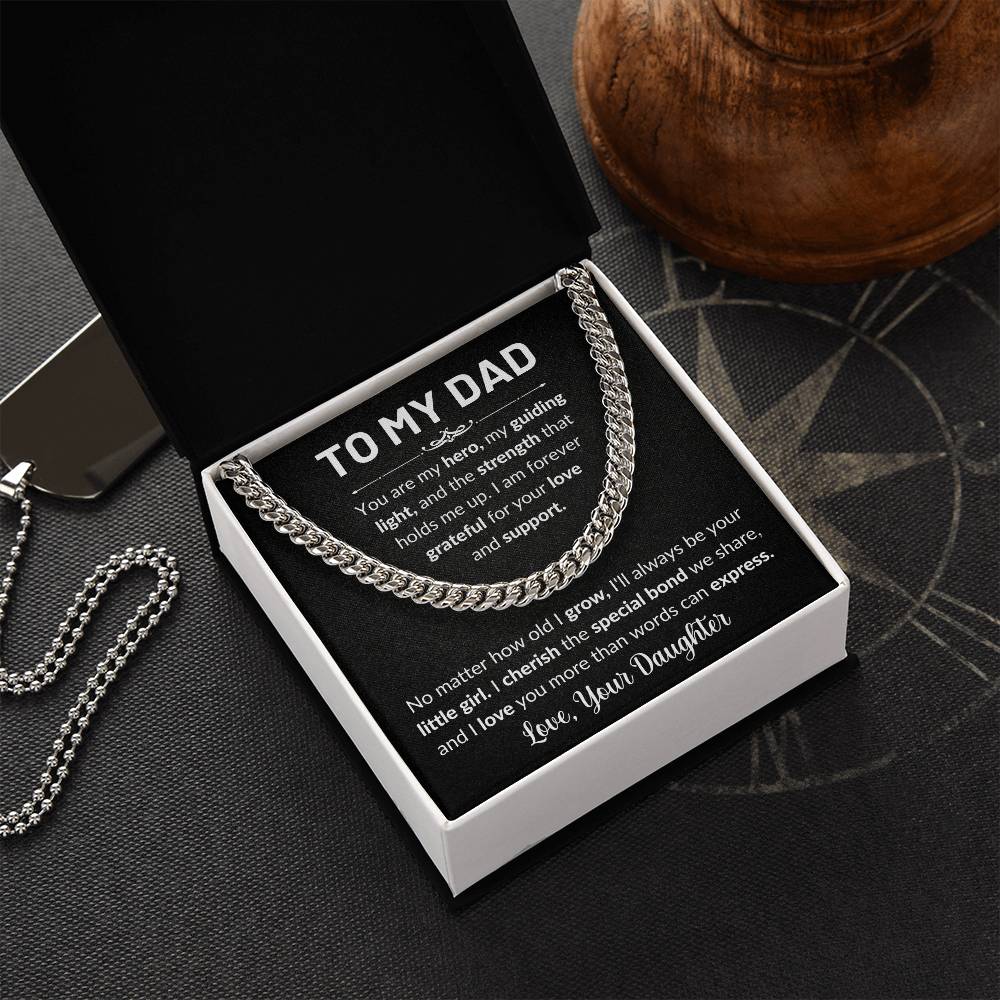 Gift For Dad | To Dad From Daughter, Cuban Chain Necklace, Fathers Day, Birthday
