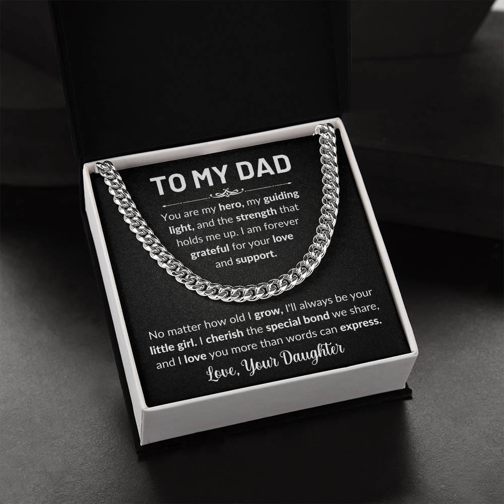 Gift For Dad | To Dad From Daughter, Cuban Chain Necklace, Fathers Day, Birthday