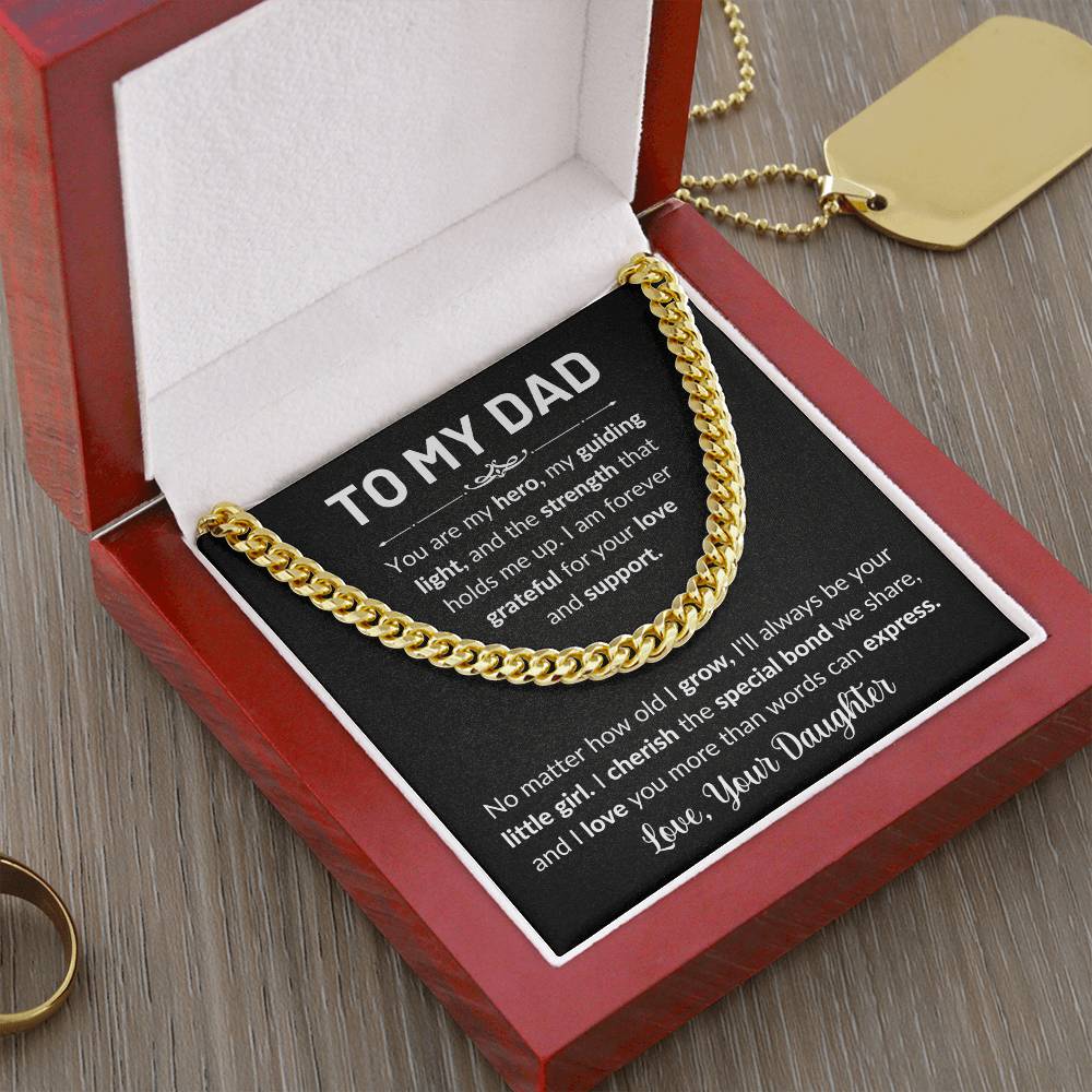 Gift For Dad | To Dad From Daughter, Cuban Chain Necklace, Fathers Day, Birthday