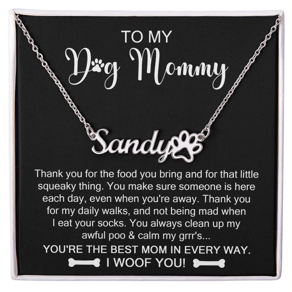 Dog Mom Gift | Personalized Name Necklace with Paw Print, God Lover, Mommy, Mothers Day Birthday