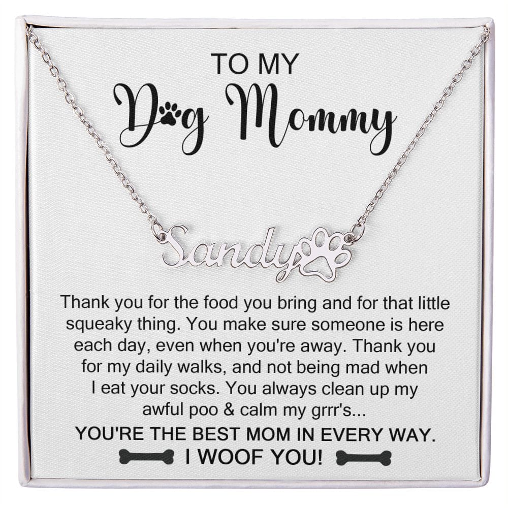 Dog Mommy Gift | Mom Dog Lover, Personalized name Necklace With Paw Print, Mothers Day, Birthday