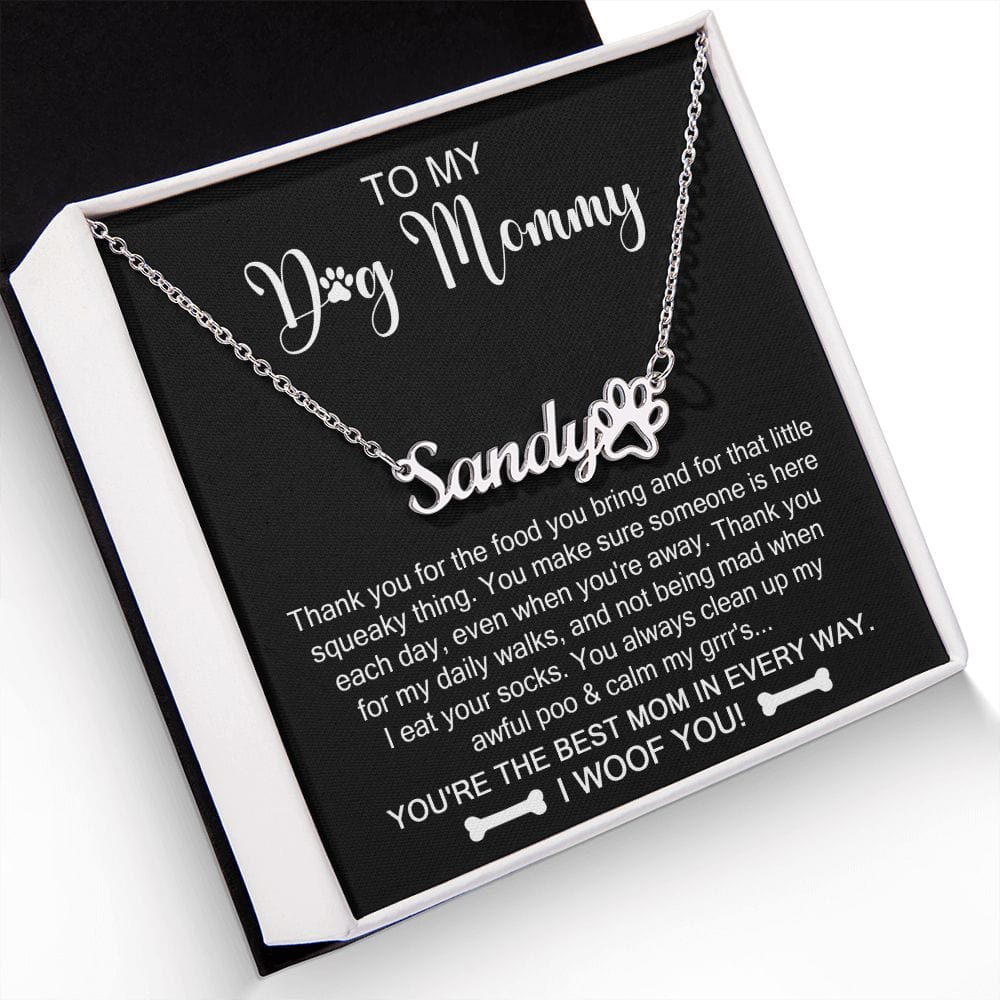 Dog Mom Gift | Personalized Name Necklace with Paw Print, God Lover, Mommy, Mothers Day Birthday