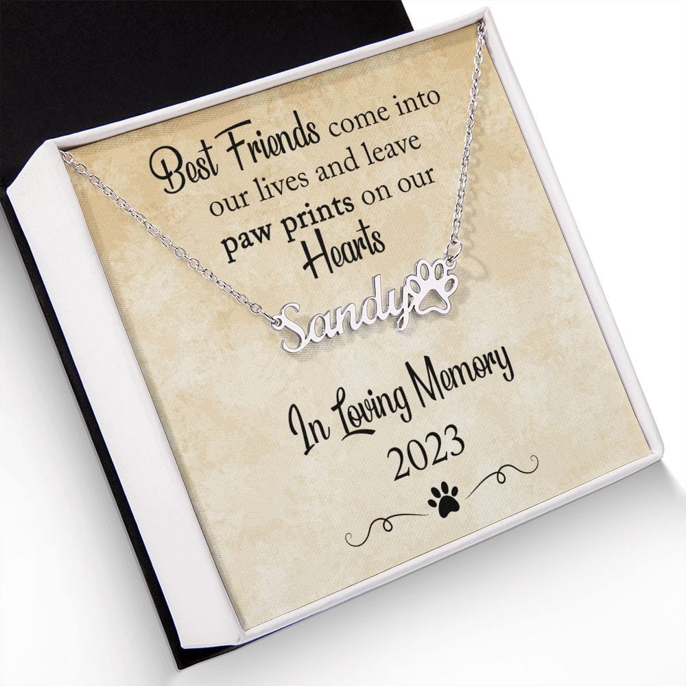 Pet Lover | Cat Dog Condolence Gift, Sorry For Your Loss, Grieving, Personalized Name Necklace with Paw Print