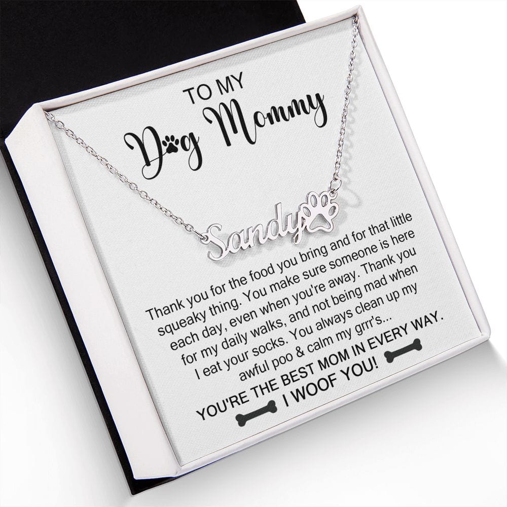 Dog Mommy Gift | Mom Dog Lover, Personalized name Necklace With Paw Print, Mothers Day, Birthday