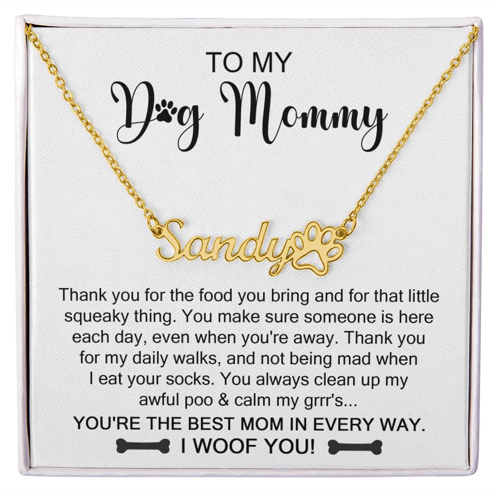 Dog Mommy Gift | Mom Dog Lover, Personalized name Necklace With Paw Print, Mothers Day, Birthday