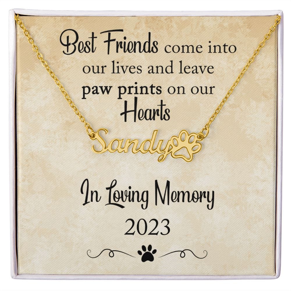 Pet Lover | Cat Dog Condolence Gift, Sorry For Your Loss, Grieving, Personalized Name Necklace with Paw Print