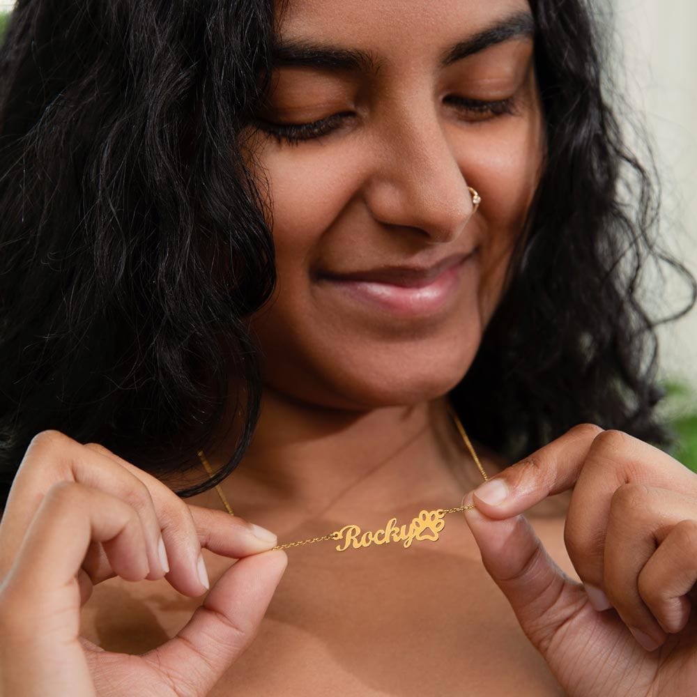 Dog Mommy Gift | Mom Dog Lover, Personalized name Necklace With Paw Print, Mothers Day, Birthday
