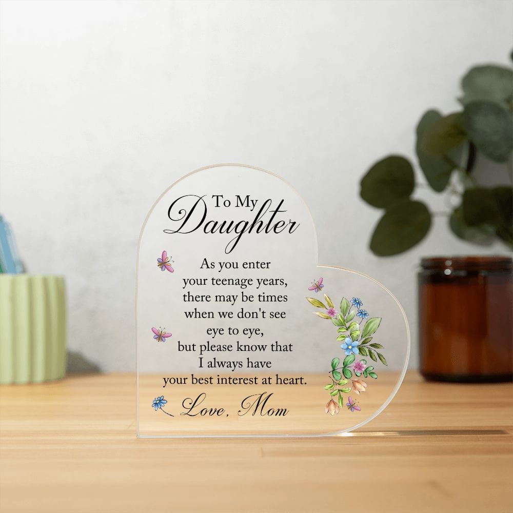 Daughter Gift | From Mom, Acrylic Heart Plaque, Graduation, Birthday, Just Because