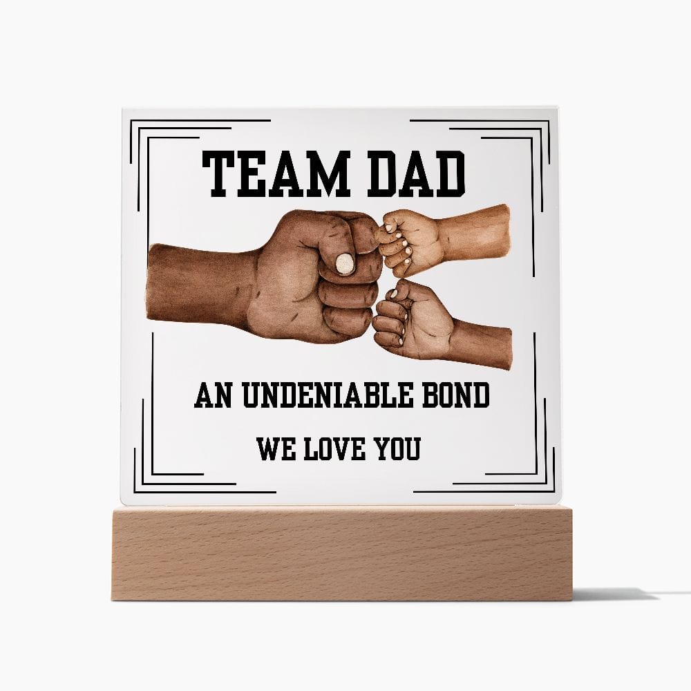 Gift For Dad | Fist Bump, Father and Children, Team Dad Bond, Acrylic Plaque With LED Light Option Fathers Day, Birthday