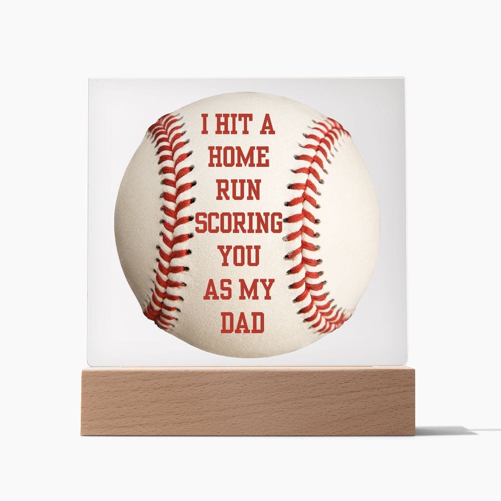 Gift For Dad | Baseball Acrylic Plaque, Home Run, Fathers Day, LED Option, Birthday
