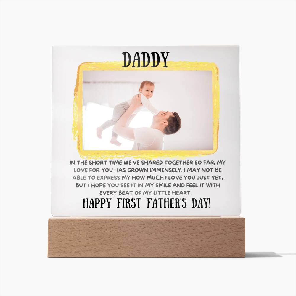 Gift For Dad | Your Custom Photo, Daddy's First Fathers Day, Acrylic With LED Option