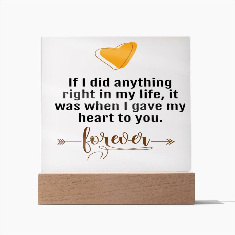 To My Partner Gift | Forever Love, To Boyfriend, Girlfriend,Fiance, Husband, Wife, Light Up Acrylic Option, Birthday, Anniversary