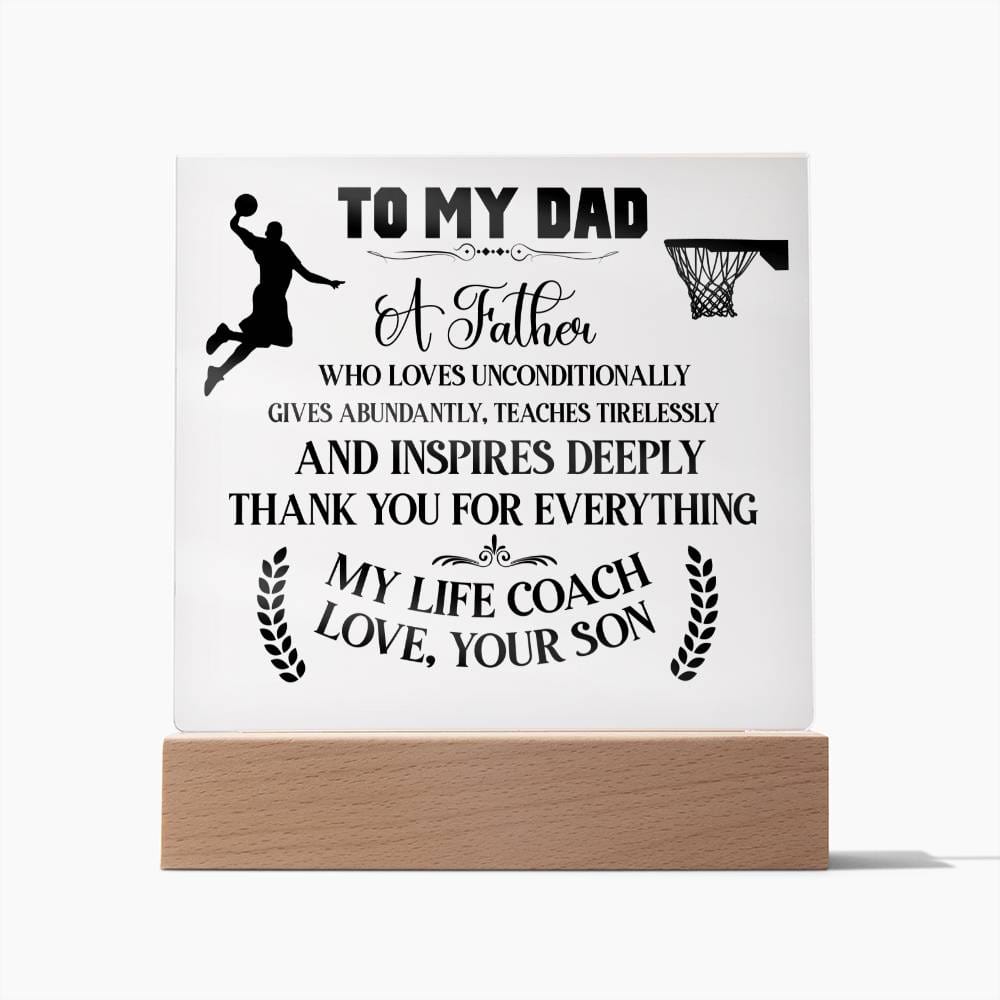 Gift For Dad | Basketball Dad, Fan, Coach, From Son, Fathers Day, Acrylic With LED Option, Birthday