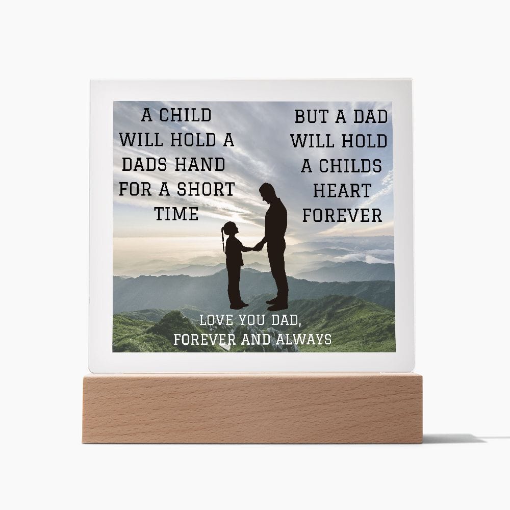 Gift For Dad | From Daughter, Holding Hands, Fathers Day, Birthday, Acrylic Plaque With LED Option