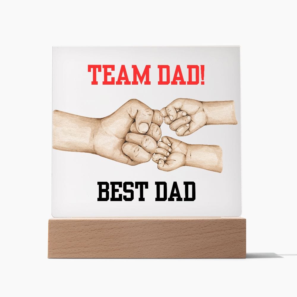Dad Gift | Team Dad, Best Dad, Family Fist Bump, Acrylic Plaque With Coloring Changing Option, Fathers Day, Birthday
