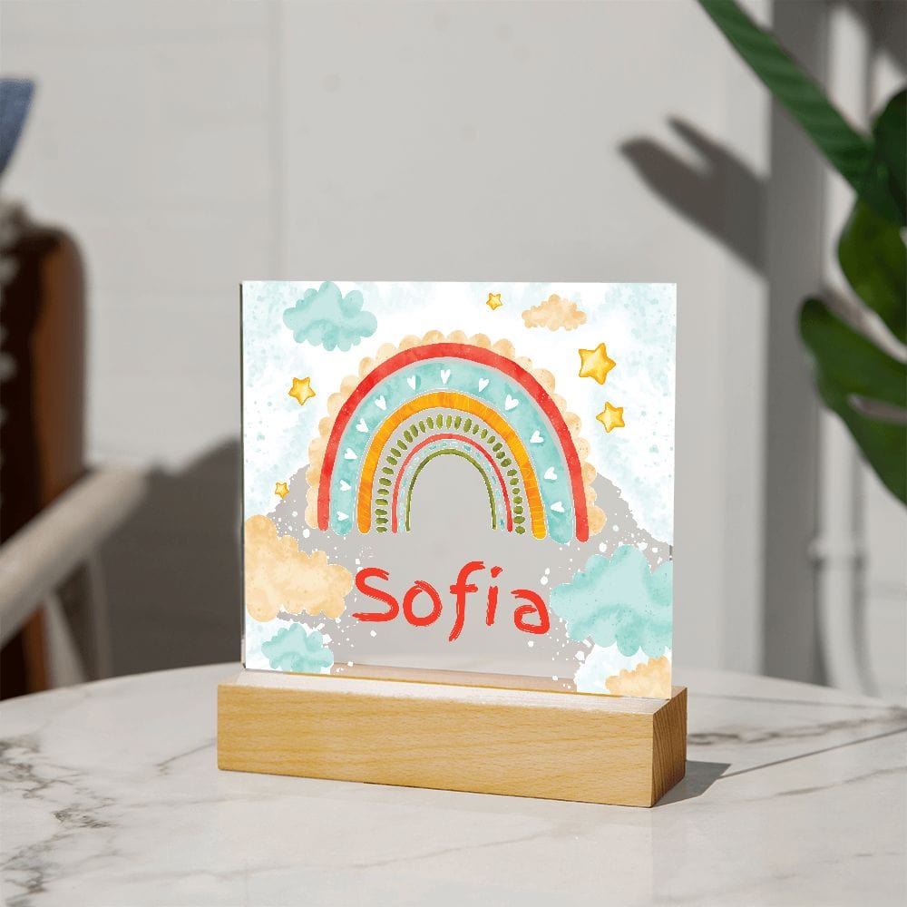 Night Lights | Personalized Name Gift, Kids Room Decor,, LED Light Up Option Acrylic, Rainbows