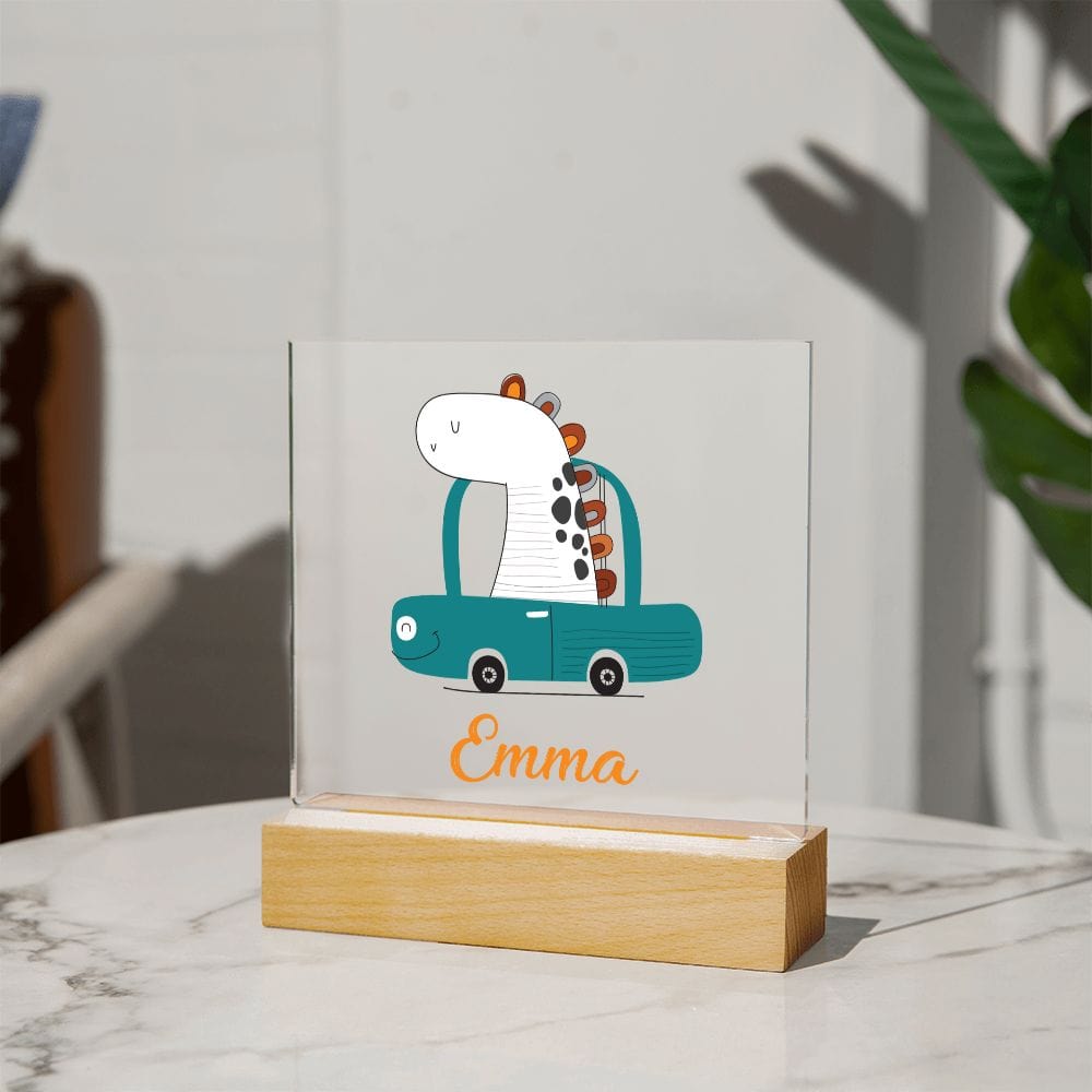 Night Lights | Dinosaur Car, Dino, Custom Name Acrylics With Color Changing Light Up Option, Kids Room, Nursery, Baby Shower Gift, Birthday