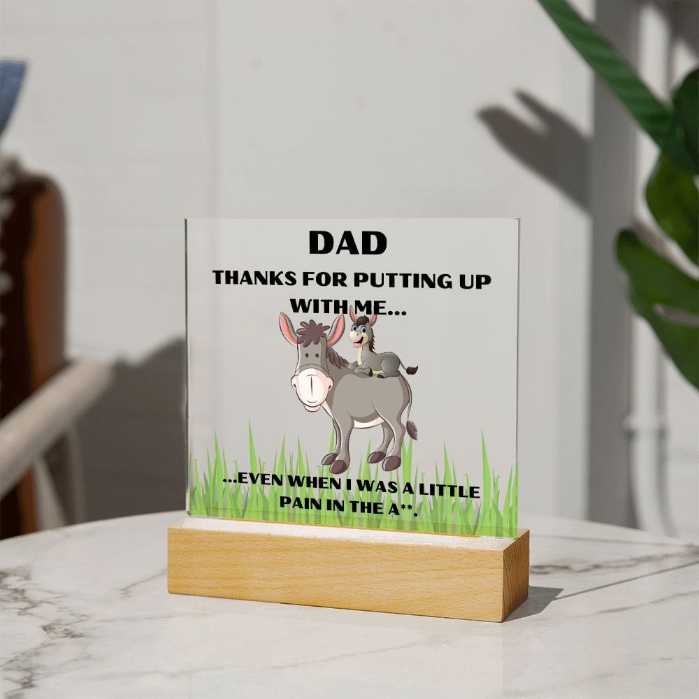 Gift For Dad | Humor, Funny, Acrylic Plaque With Color Changing Light Up Option, Fathers Day, Birthday