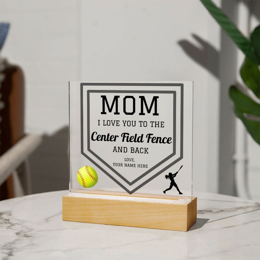 Mom Gift | Softball Mom Personalized, Acrylic Plaque, Color changing LED Option, Birthday,