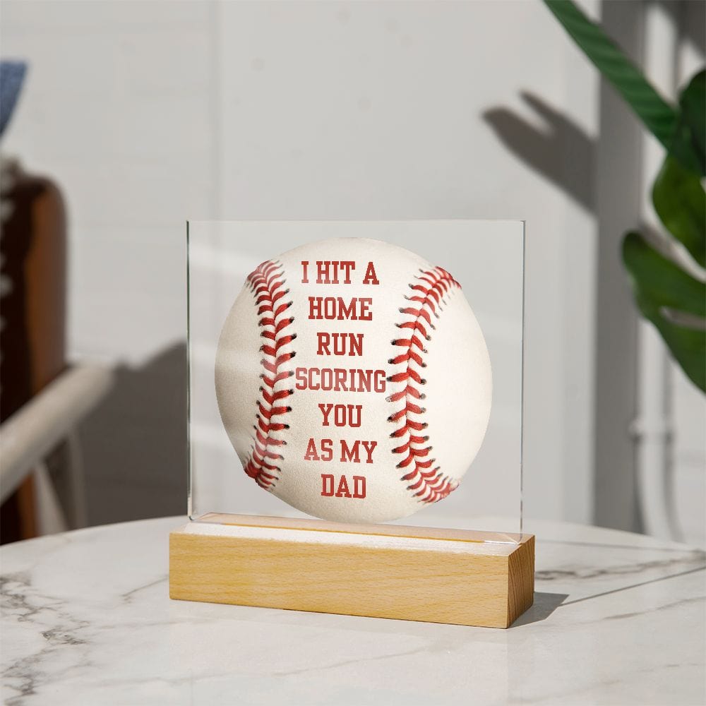 Gift For Dad | Baseball Acrylic Plaque, Home Run, Fathers Day, LED Option, Birthday
