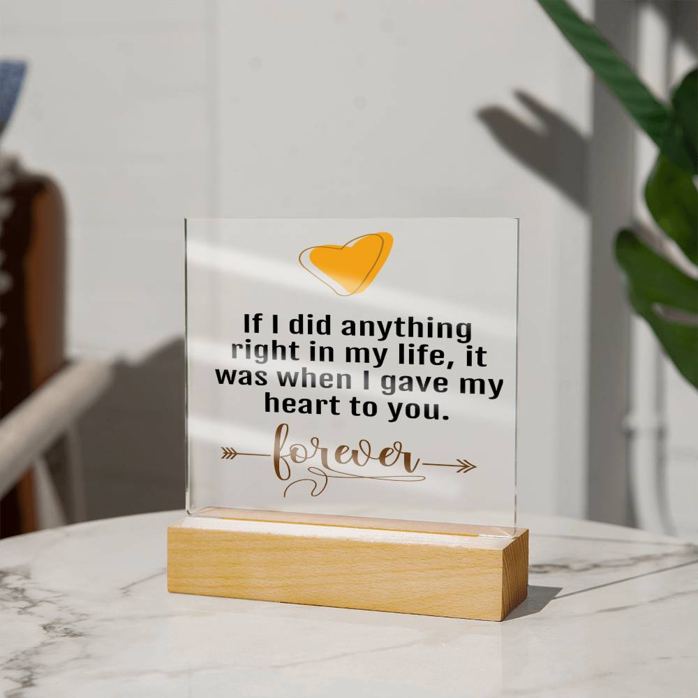 To My Partner Gift | Forever Love, To Boyfriend, Girlfriend,Fiance, Husband, Wife, Light Up Acrylic Option, Birthday, Anniversary