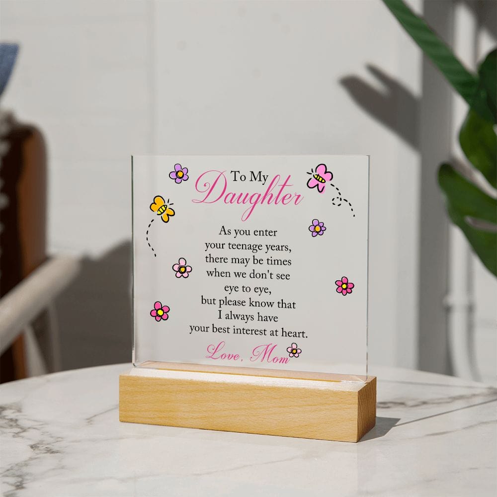 Daughter Gift | Acrylic Plaque From Mom, Color Changing Light Up Option, Birthday, Graduation, Just Because