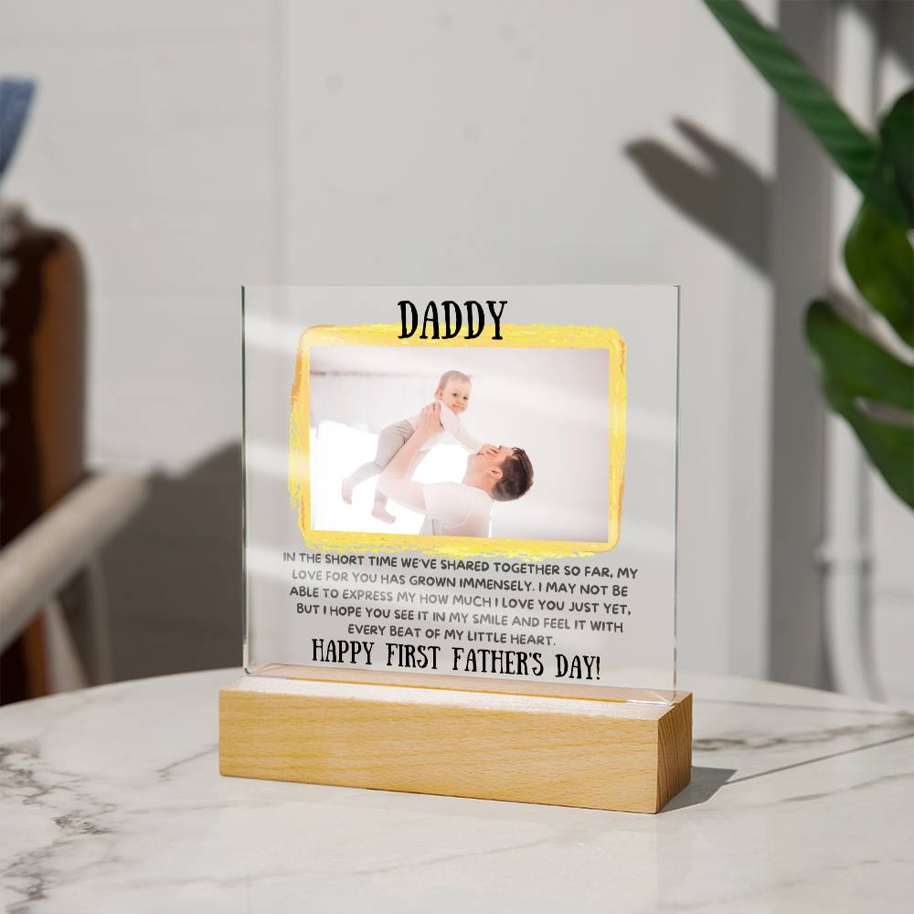 Gift For Dad | Your Custom Photo, Daddy's First Fathers Day, Acrylic With LED Option