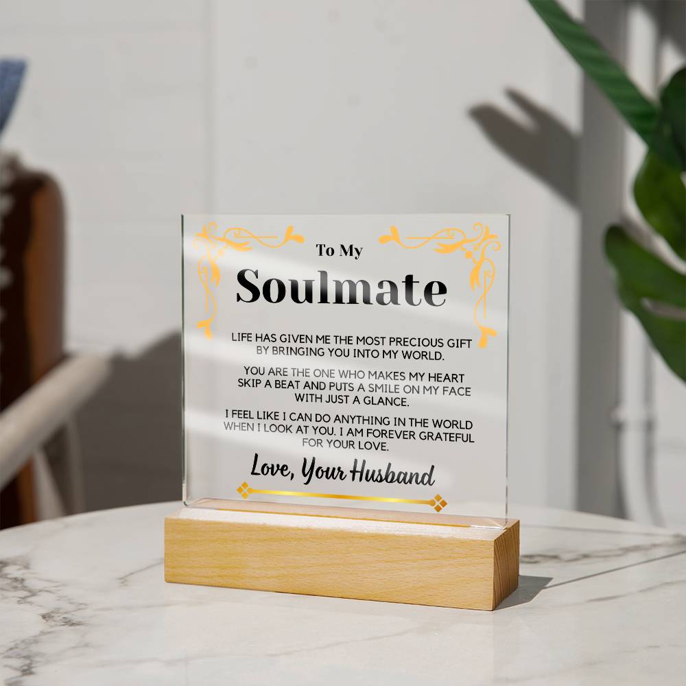 To Soulmate Gift | From Husband, From Soulmate, Partner, Acrylic, Birthday, Anniversary, Just Because