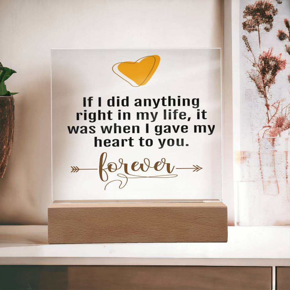 To My Partner Gift | Forever Love, To Boyfriend, Girlfriend,Fiance, Husband, Wife, Light Up Acrylic Option, Birthday, Anniversary