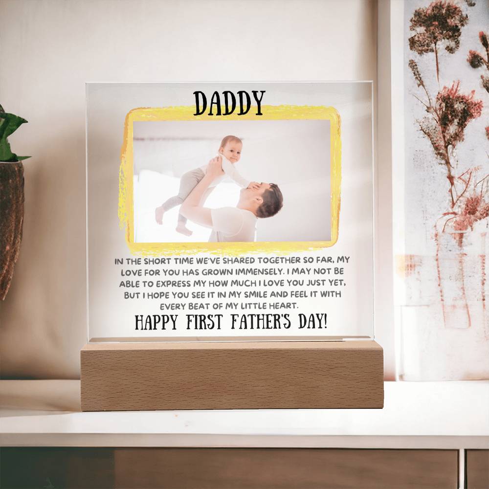 Gift For Dad | Your Custom Photo, Daddy's First Fathers Day, Acrylic With LED Option