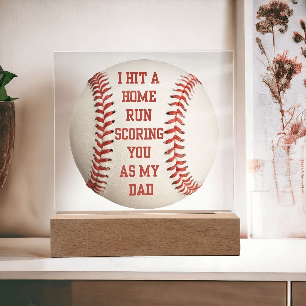 Gift For Dad | Baseball Acrylic Plaque, Home Run, Fathers Day, LED Option, Birthday