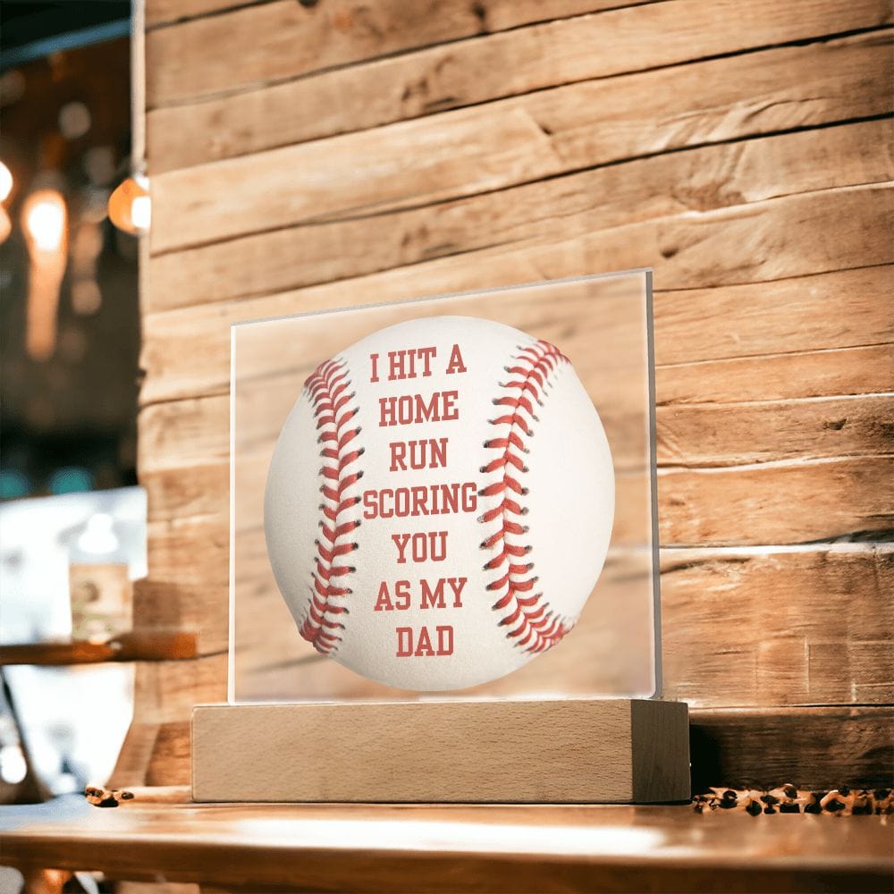 Gift For Dad | Baseball Acrylic Plaque, Home Run, Fathers Day, LED Option, Birthday