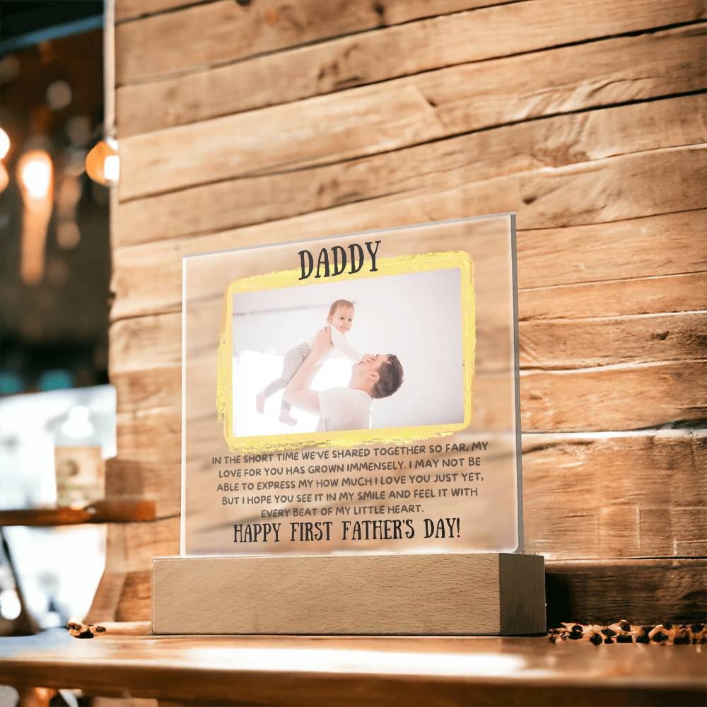 Gift For Dad | Your Custom Photo, Daddy's First Fathers Day, Acrylic With LED Option