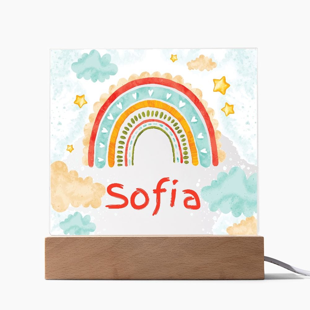 Night Lights | Personalized Name Gift, Kids Room Decor,, LED Light Up Option Acrylic, Rainbows