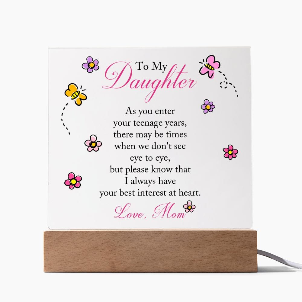 Daughter Gift | Acrylic Plaque From Mom, Color Changing Light Up Option, Birthday, Graduation, Just Because