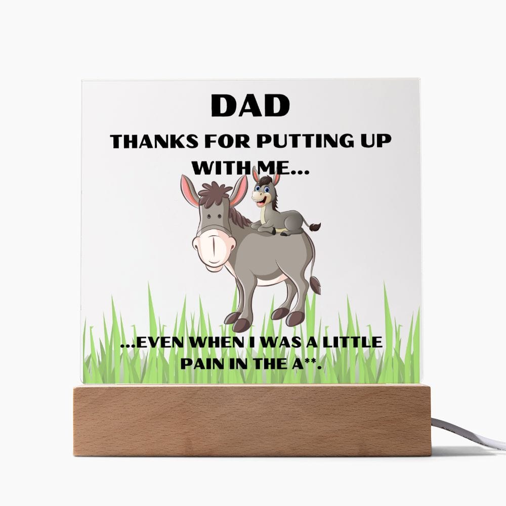 Gift For Dad | Humor, Funny, Acrylic Plaque With Color Changing Light Up Option, Fathers Day, Birthday